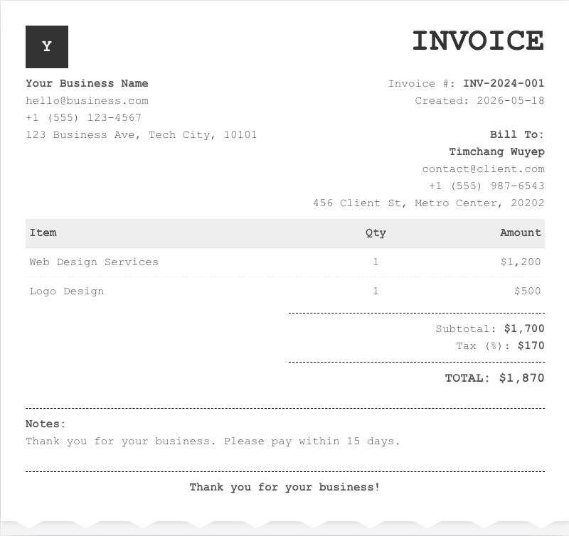 Classic Receipt template preview